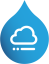 droplet with a blue to navy gradient and a cloud with some lines underneath in the center